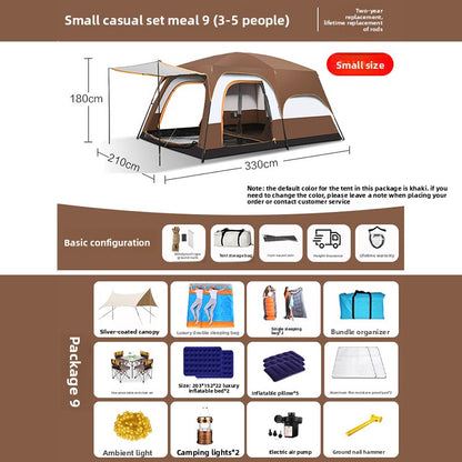 Foldable Waterproof Camping Tent with Two Bedrooms