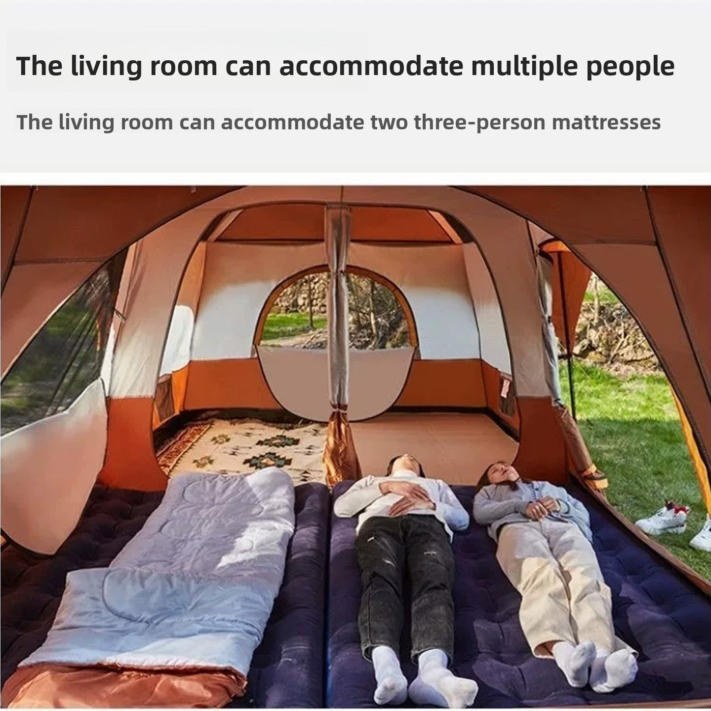 Foldable Waterproof Camping Tent with Two Bedrooms
