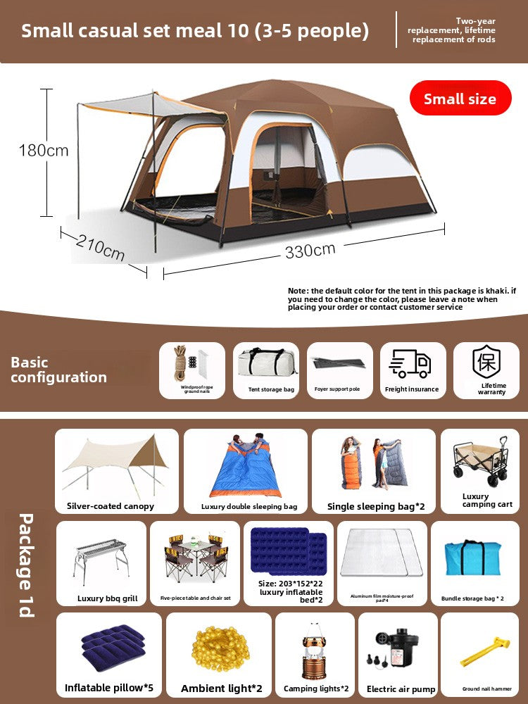 Foldable Waterproof Camping Tent with Two Bedrooms