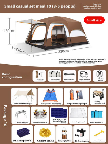 Foldable Waterproof Camping Tent with Two Bedrooms
