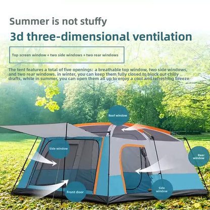 Foldable Waterproof Camping Tent with Two Bedrooms