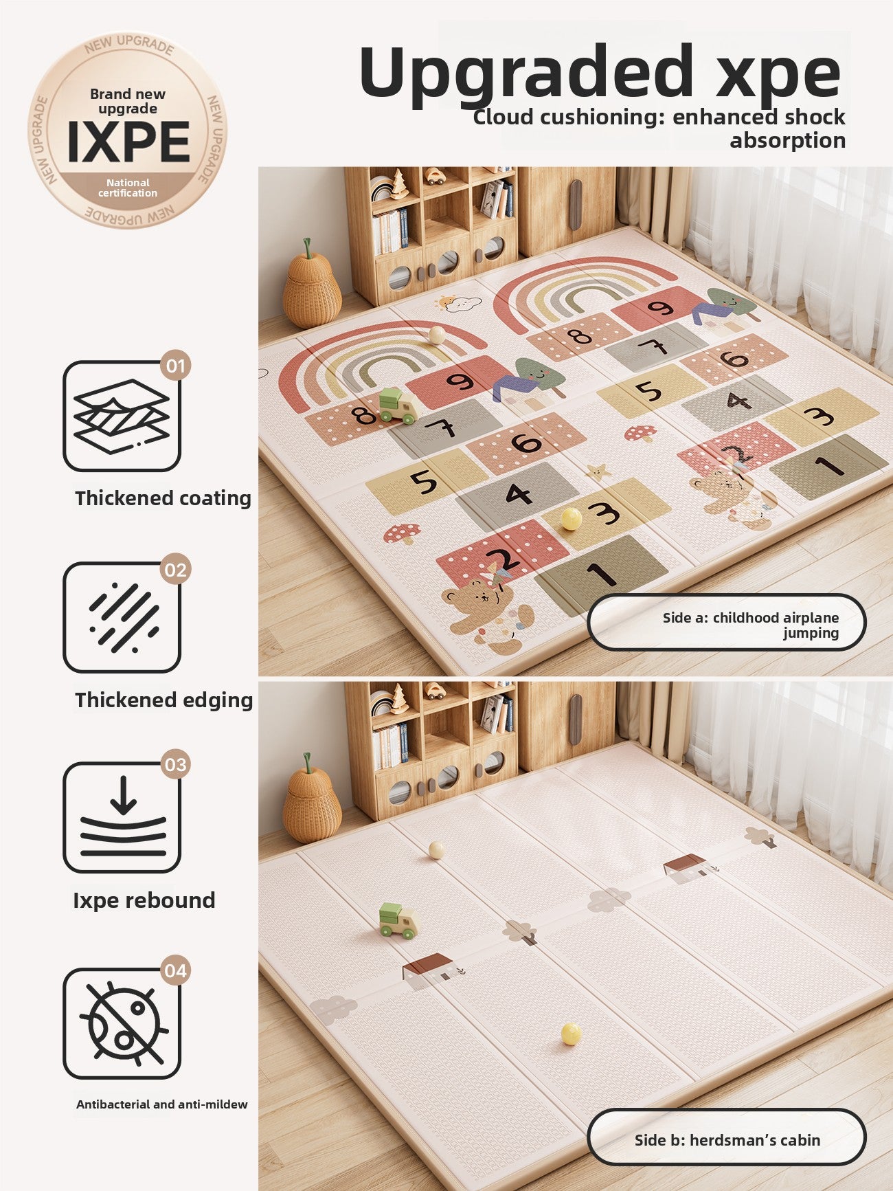 Foldable XPE Baby Crawling Mat with Dual-Sided Patterns