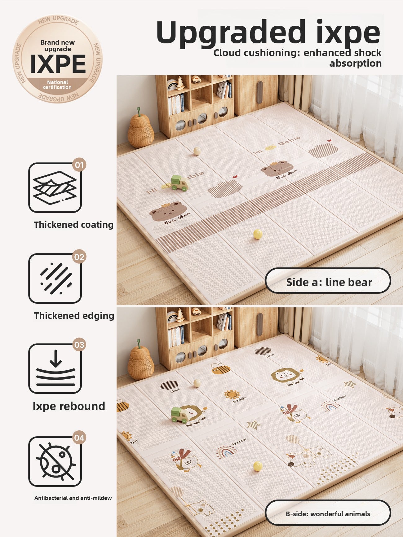 Foldable XPE Baby Crawling Mat with Dual-Sided Patterns