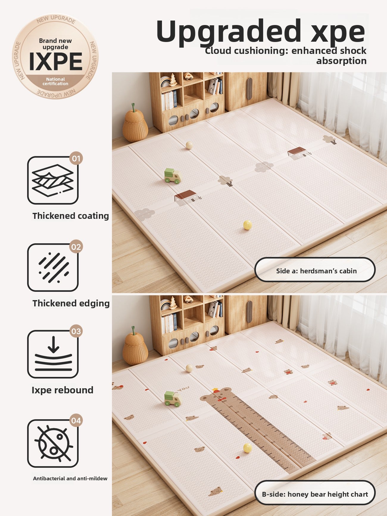 Foldable XPE Baby Crawling Mat with Dual-Sided Patterns
