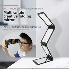 Black four-sided folding mirror