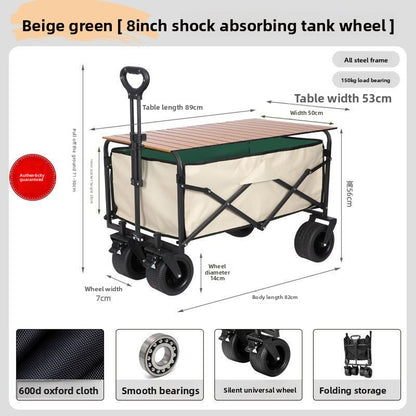 Folding Camping Cart Outdoor Utility Wagon with Table