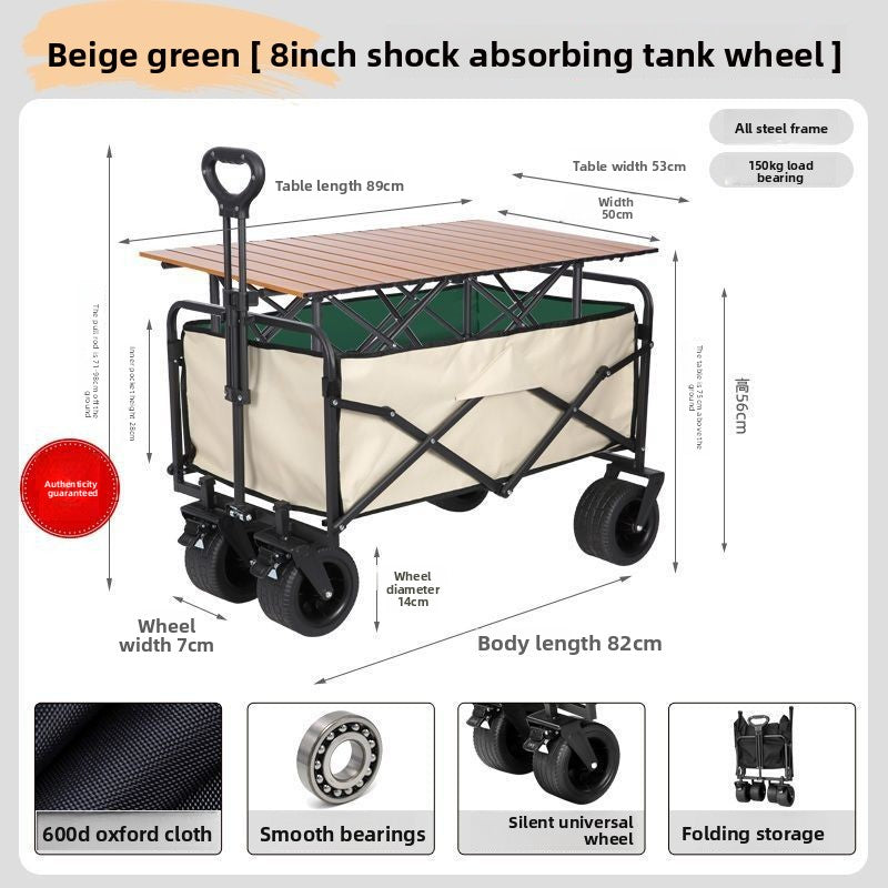 Folding Camping Cart Outdoor Utility Wagon with Table