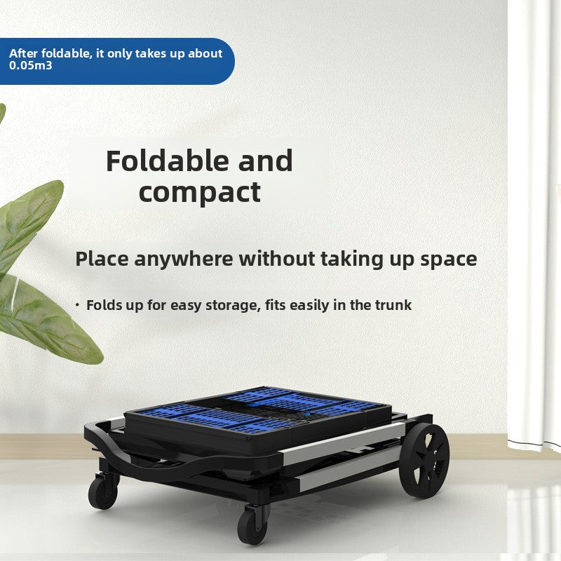 Folding Double-Deck Storage Plastic Baskets Trolley