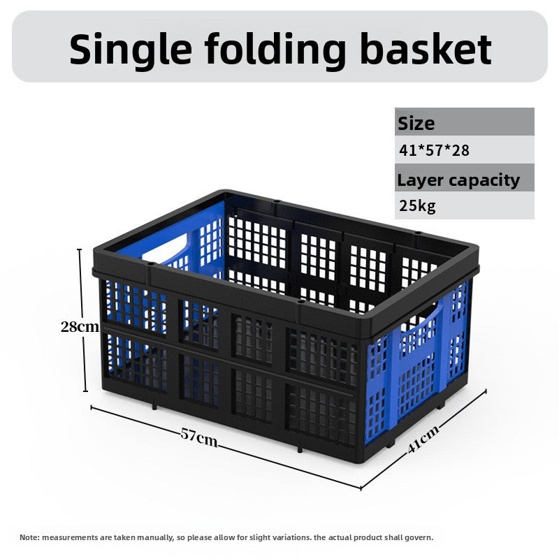Folding Double-Deck Storage Plastic Baskets Trolley