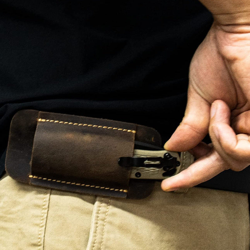 Folding Knife Sheath Leather Cover Outdoor EDC Tool