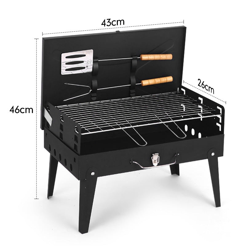 Folding Outdoor Barbecue Grill with Toolbox