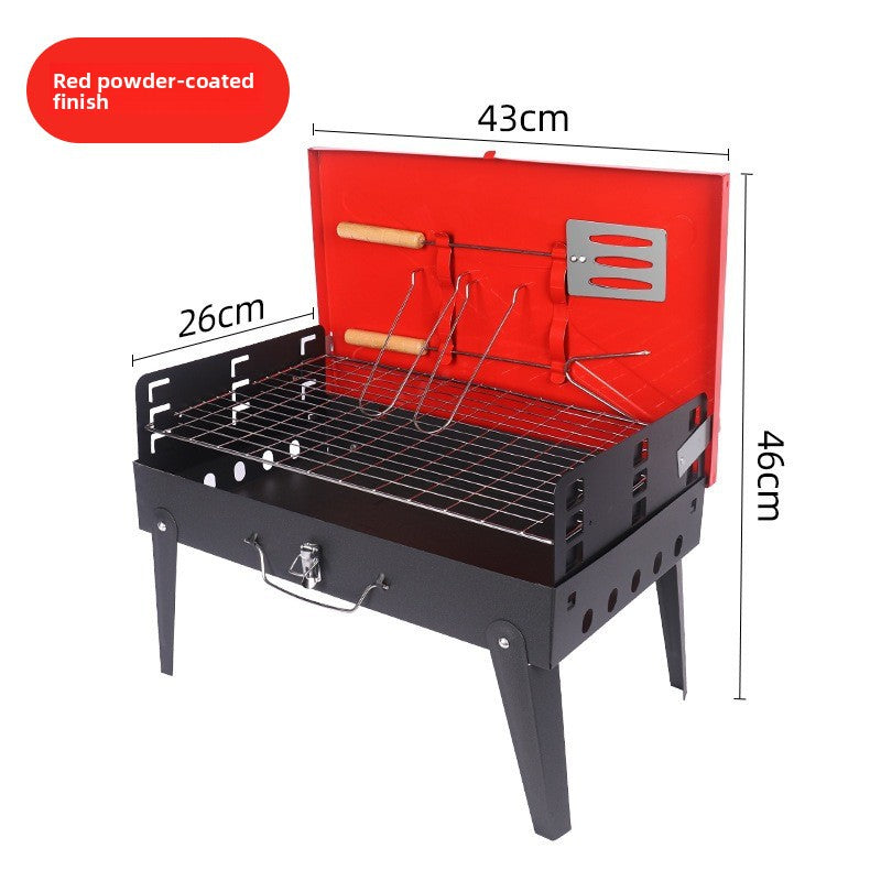 Folding Outdoor Barbecue Grill with Toolbox