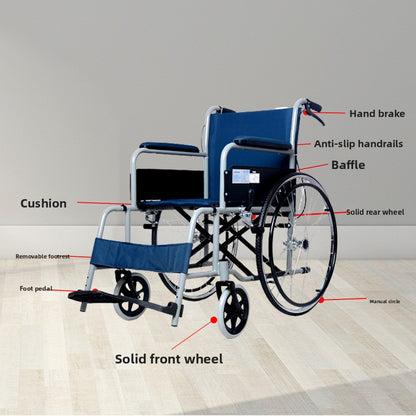 Folding Wheelchair with Brakes and Foot Pedals