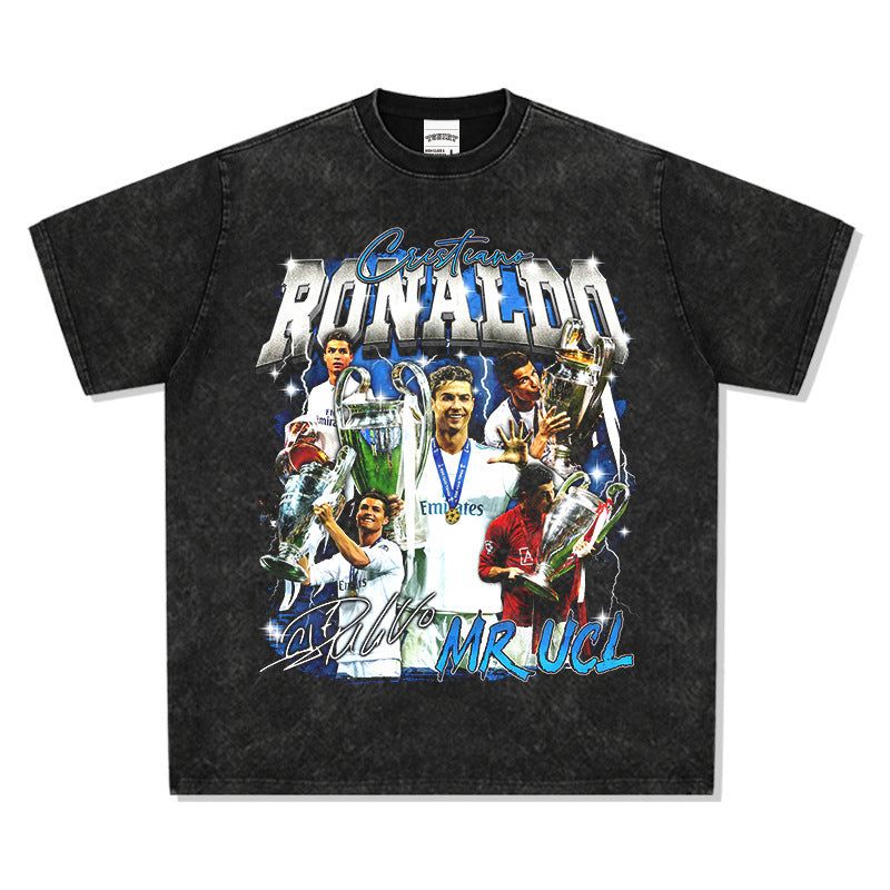 Football Star Print Cotton T-shirt