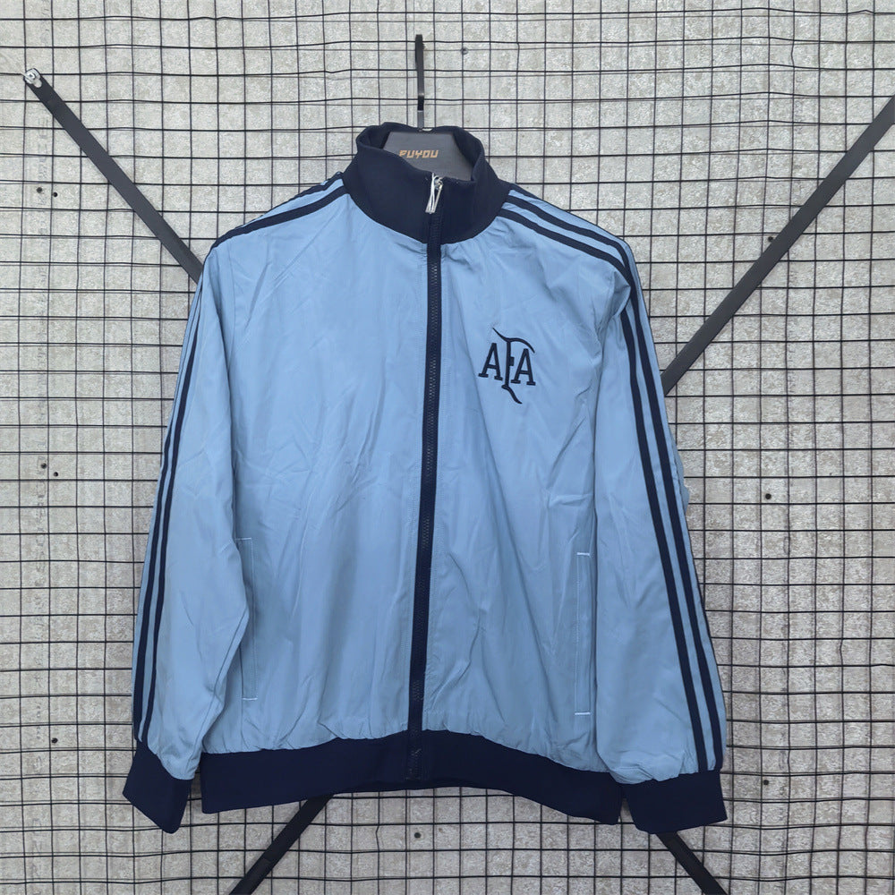 Football-themed single-breasted trench coat