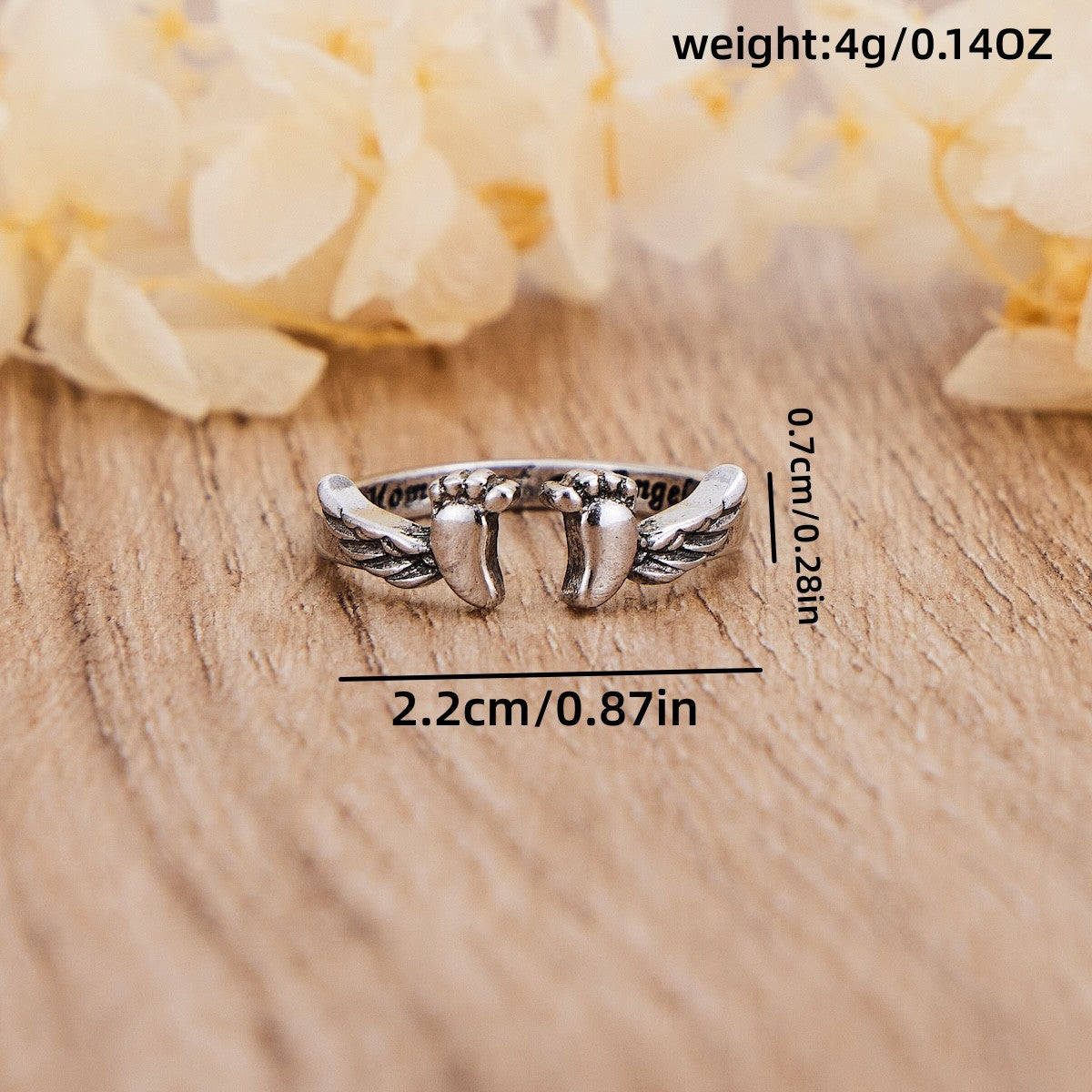 Footprints, wings, opening, ring