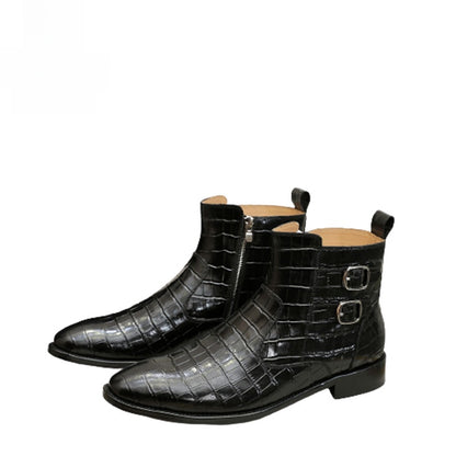 Formal high-top leather boots for men