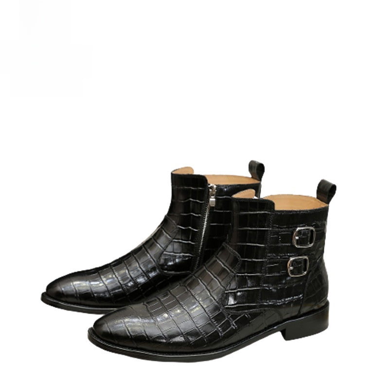Formal high-top leather boots for men