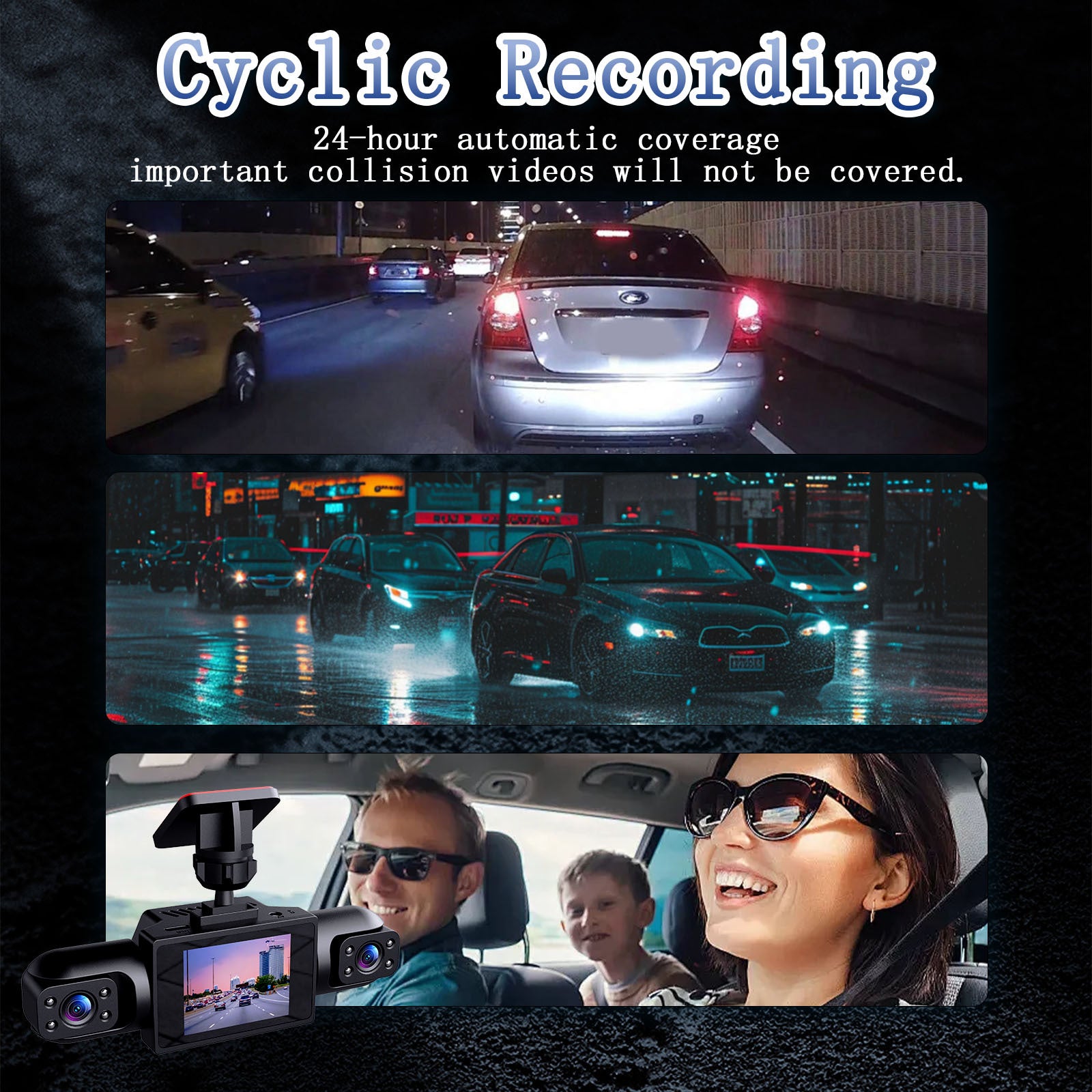 Four-Camera Vehicle Driving Recorder with 360-Degree View