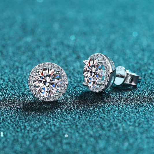 Four-claw round stud earrings