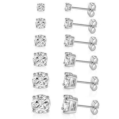 Four-Claw Round Zircon Earrings