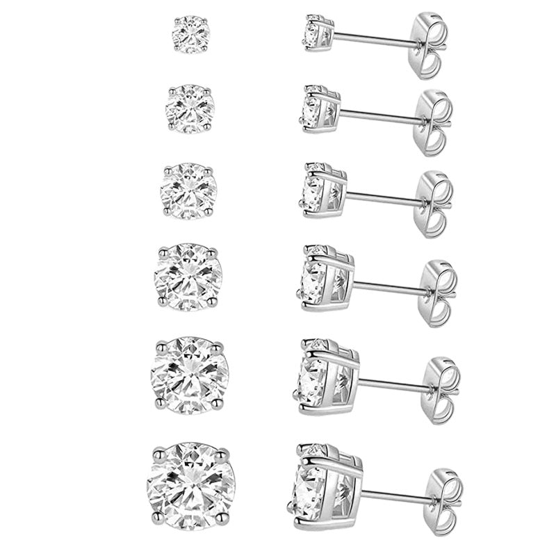 Four-Claw Round Zircon Earrings