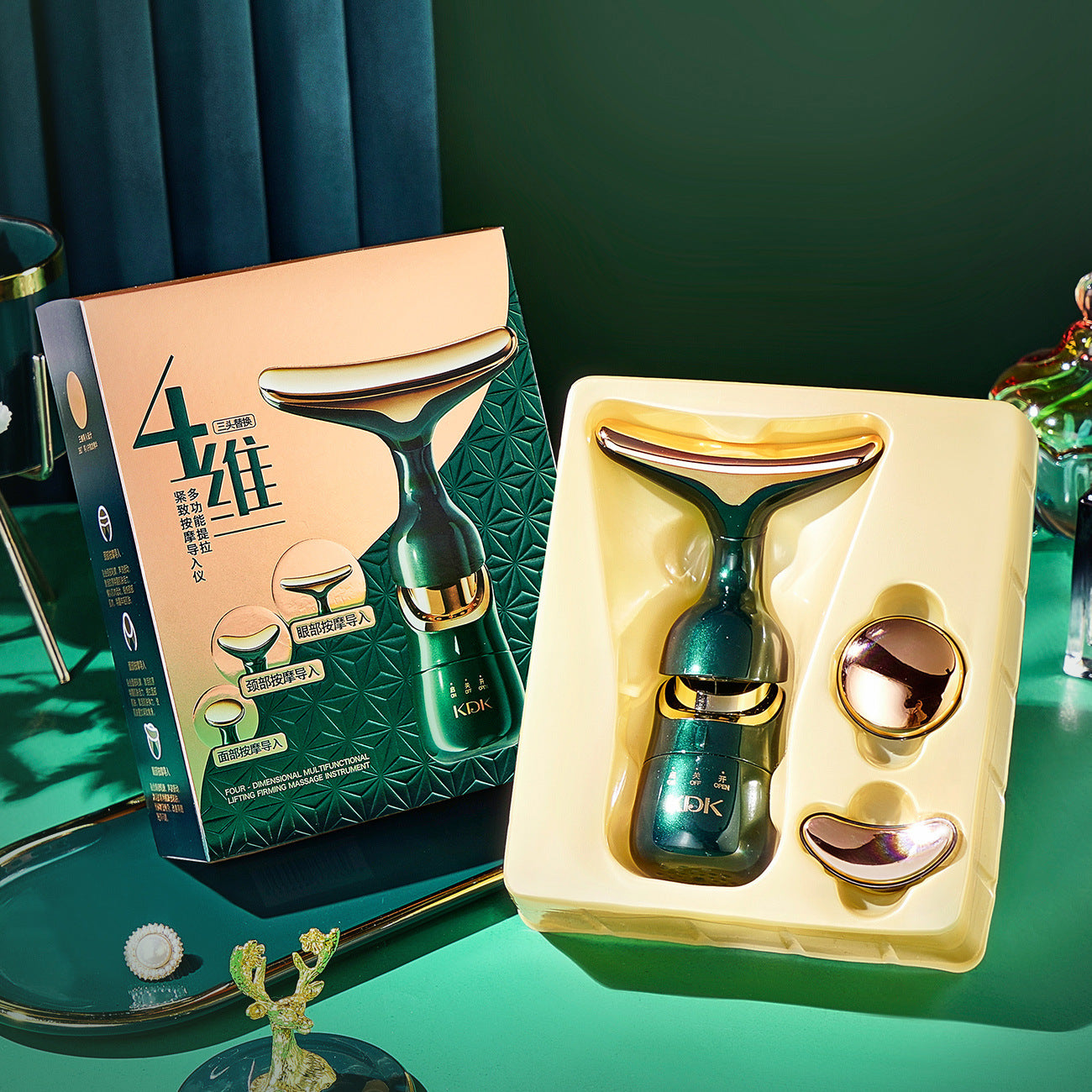 Four-Dimensional Lifting Massage Instrument with Replaceable Heads