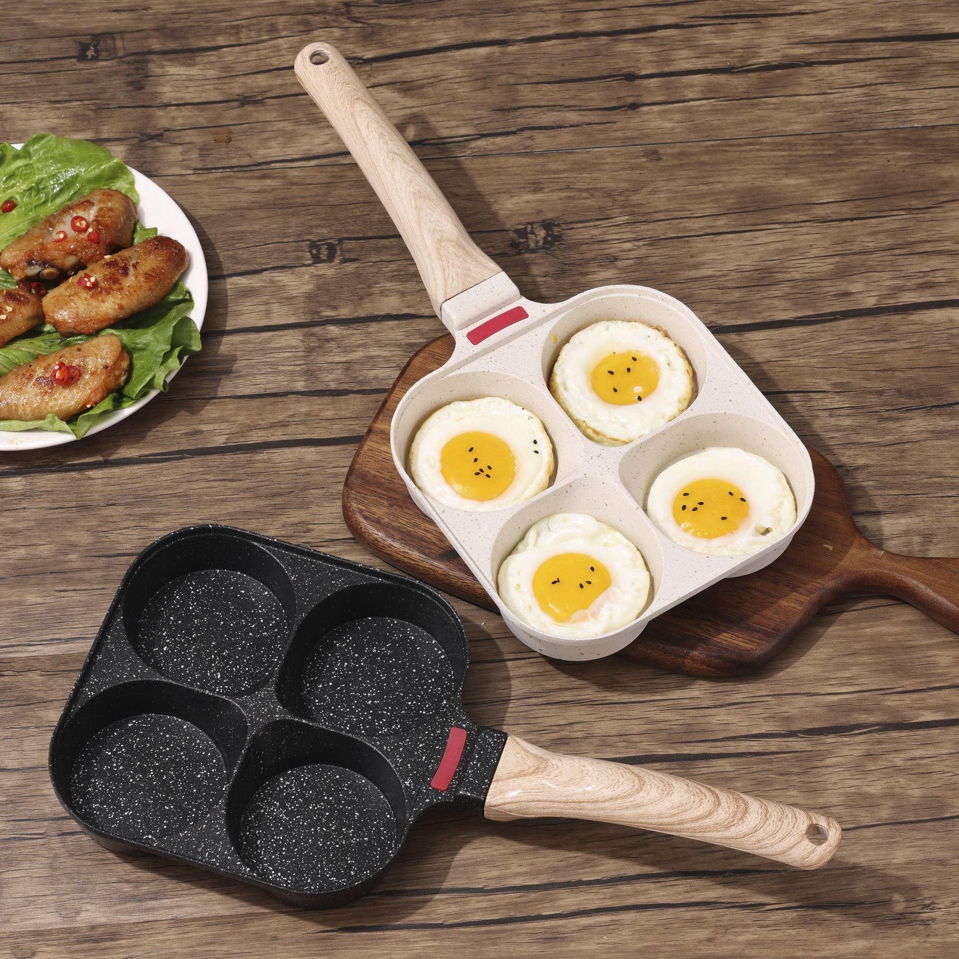 Four-Hole Maifan Stone Nonstick Frying Pan