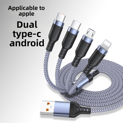 Four-in-One Braided Data Cable with Fast Charging