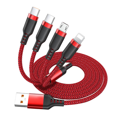 Four-in-One Braided Data Cable with Fast Charging