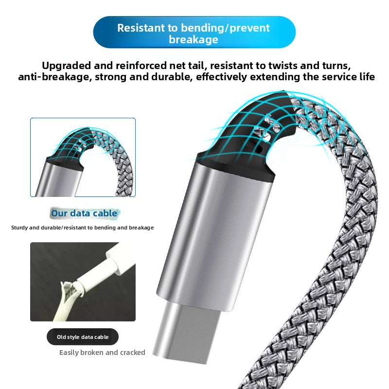 Four-in-One Braided Data Cable with Fast Charging