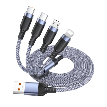 Four-in-One Braided Data Cable with Fast Charging
