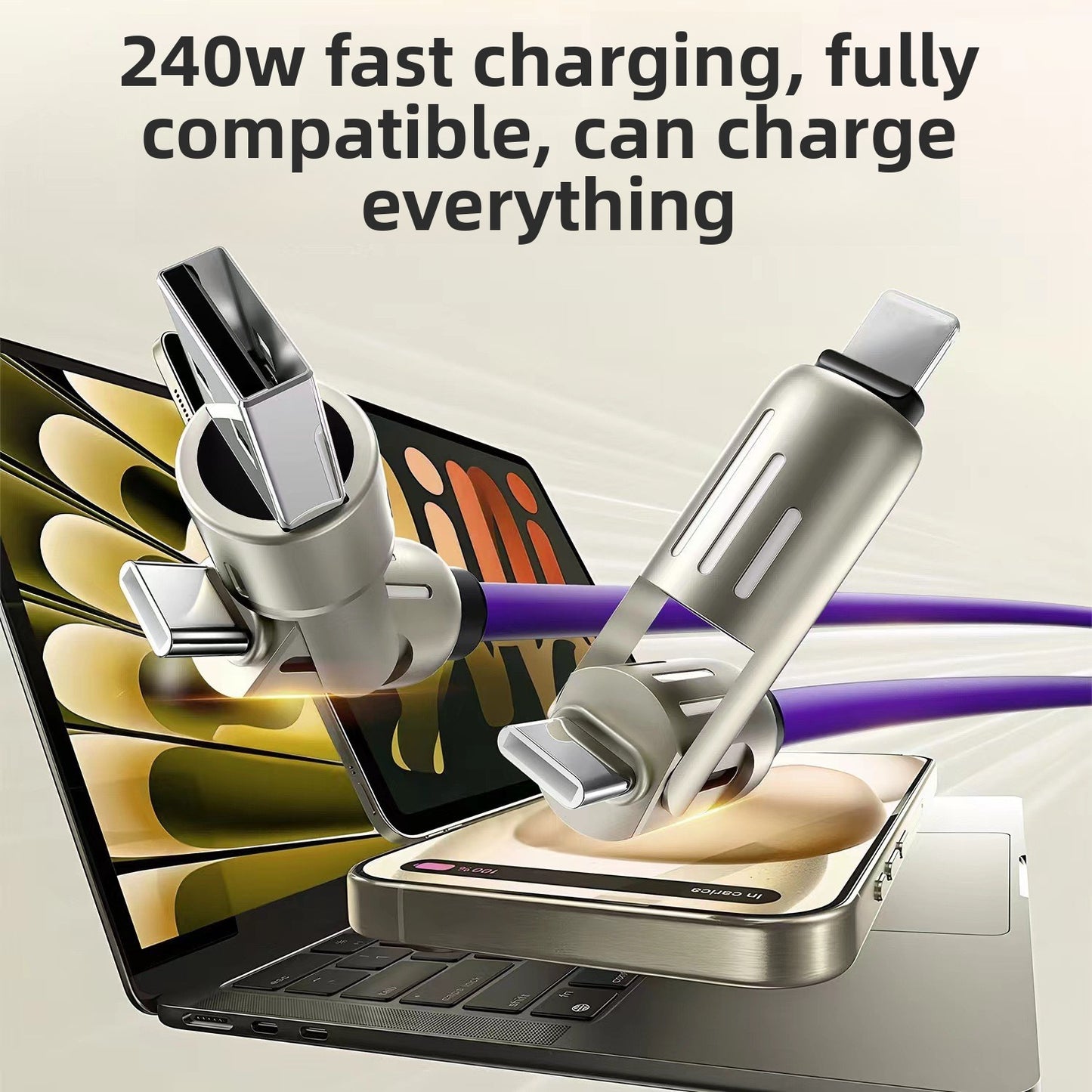 Four-in-One Fast Charging Data Cable with Breathing Light