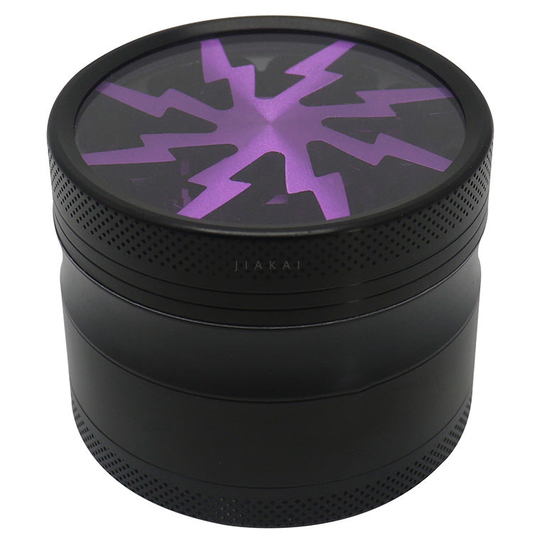 Four-Layer Aluminum Alloy Cigarette Grinder with Transparent Top