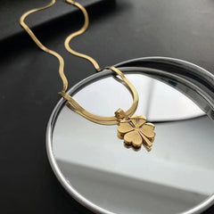 Gold Big Four-leaf Clover Necklace