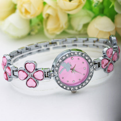 Four Leaf Clover Diamond Women Bracelet Watch