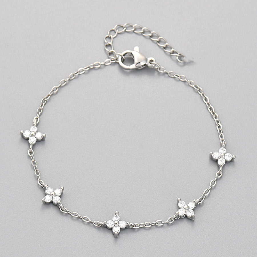 Four Leaf Clover Gold Plated Zircon Bracelet