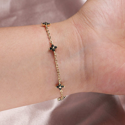 Four Leaf Clover Gold Plated Zircon Bracelet