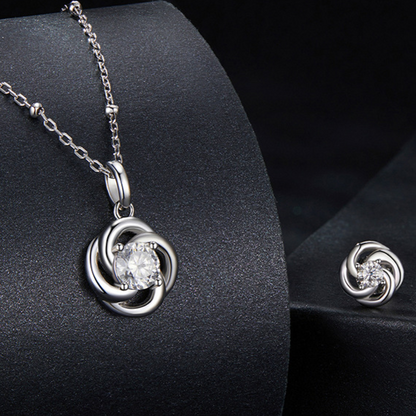 Four-Leaf Clover Moissanite Earrings and Necklace Set