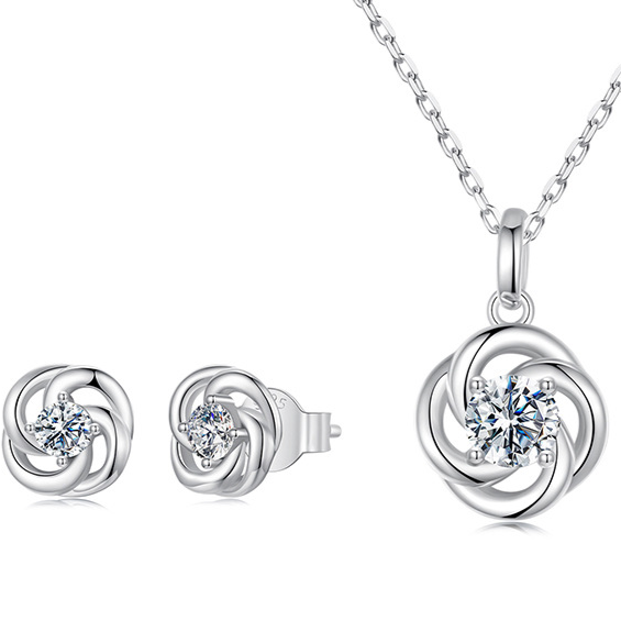 Four-Leaf Clover Moissanite Earrings and Necklace Set