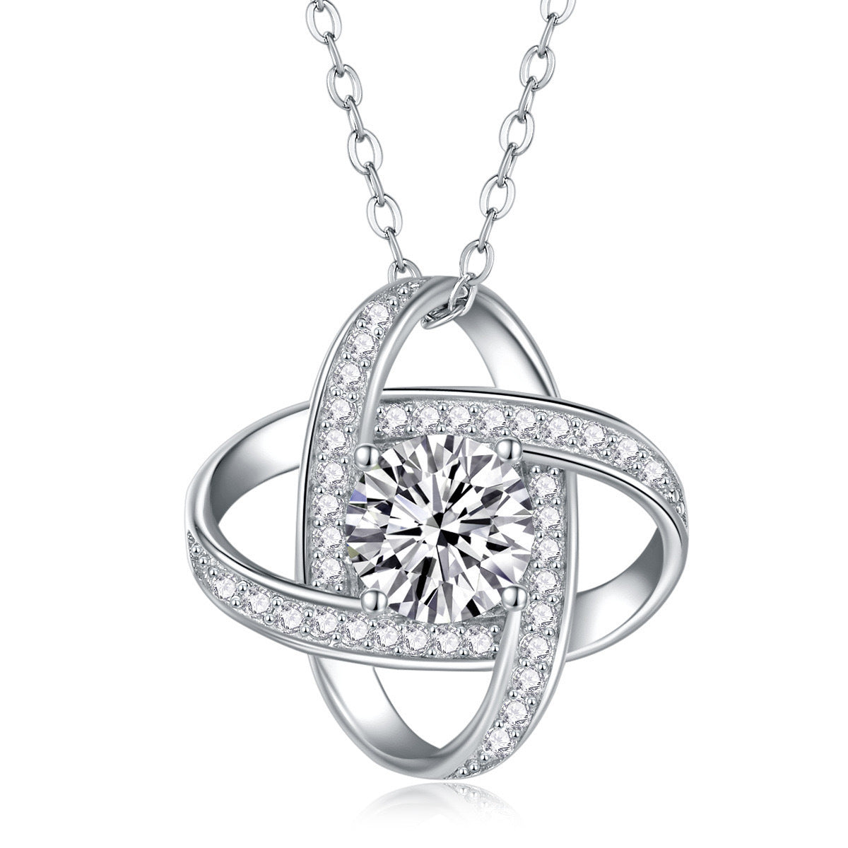 Four-leaf clover necklace with fashionable zircon heart pendant