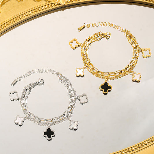 Four-leaf clover titanium steel bracelet