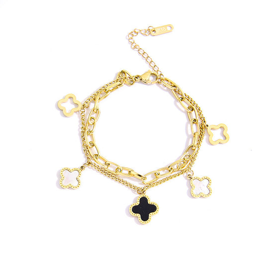 Four-leaf clover titanium steel bracelet