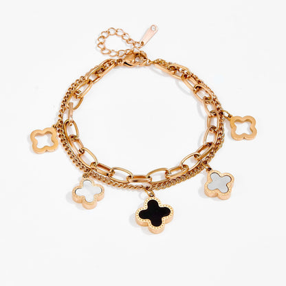 Four-leaf clover titanium steel bracelet