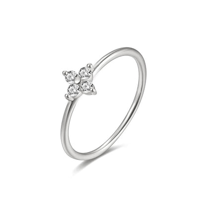 Four-Leaf Clover Zircon Geometric Ring