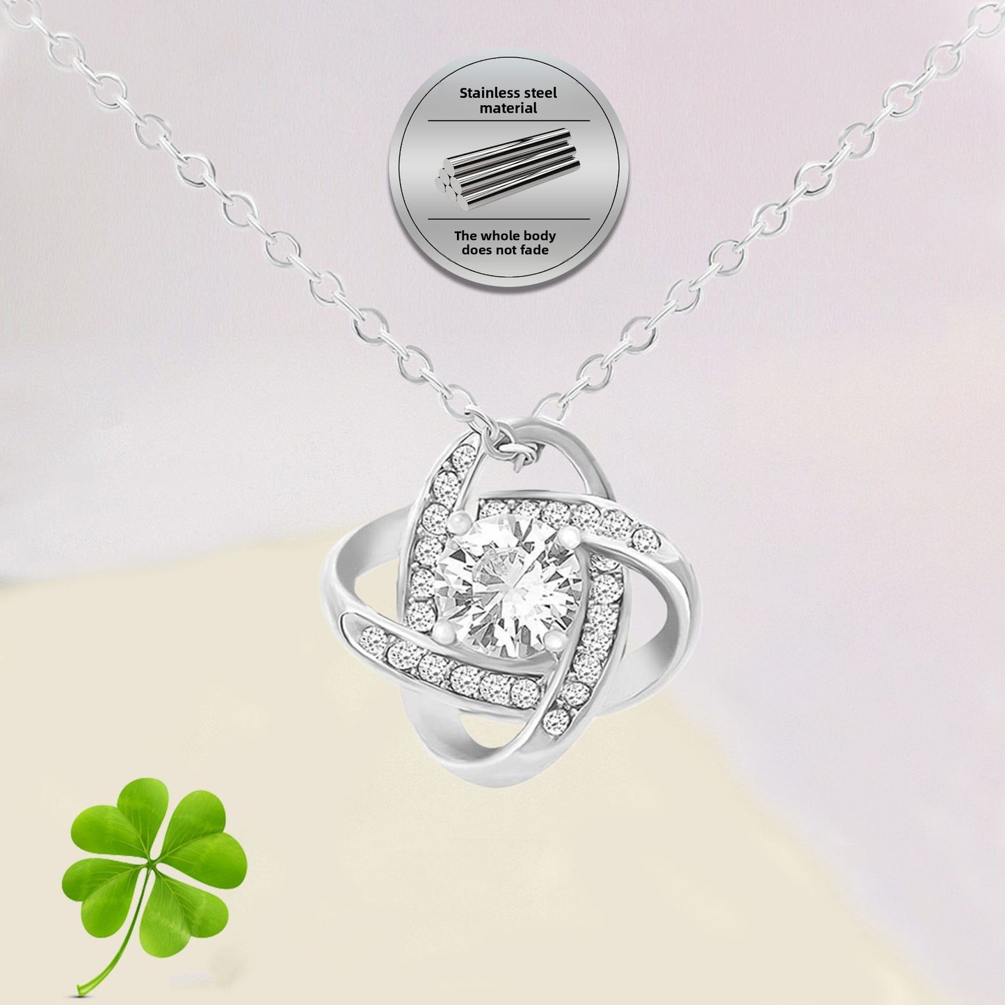 Four Leaf Clover Zircon Necklace