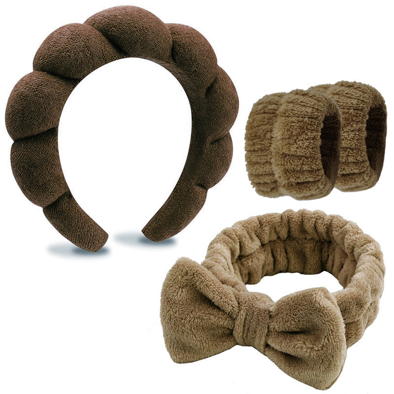 Four-piece set of face washing headbands and hair hoops