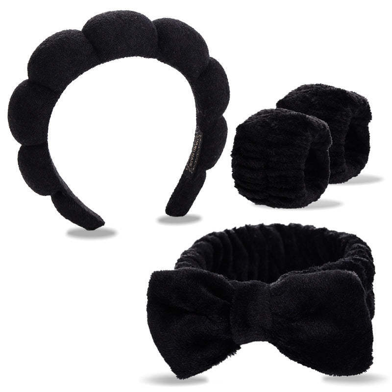 Four-piece set of face washing headbands and hair hoops
