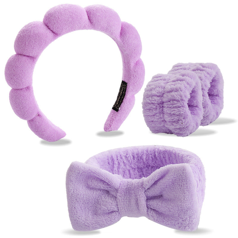 Four-piece set of face washing headbands and hair hoops