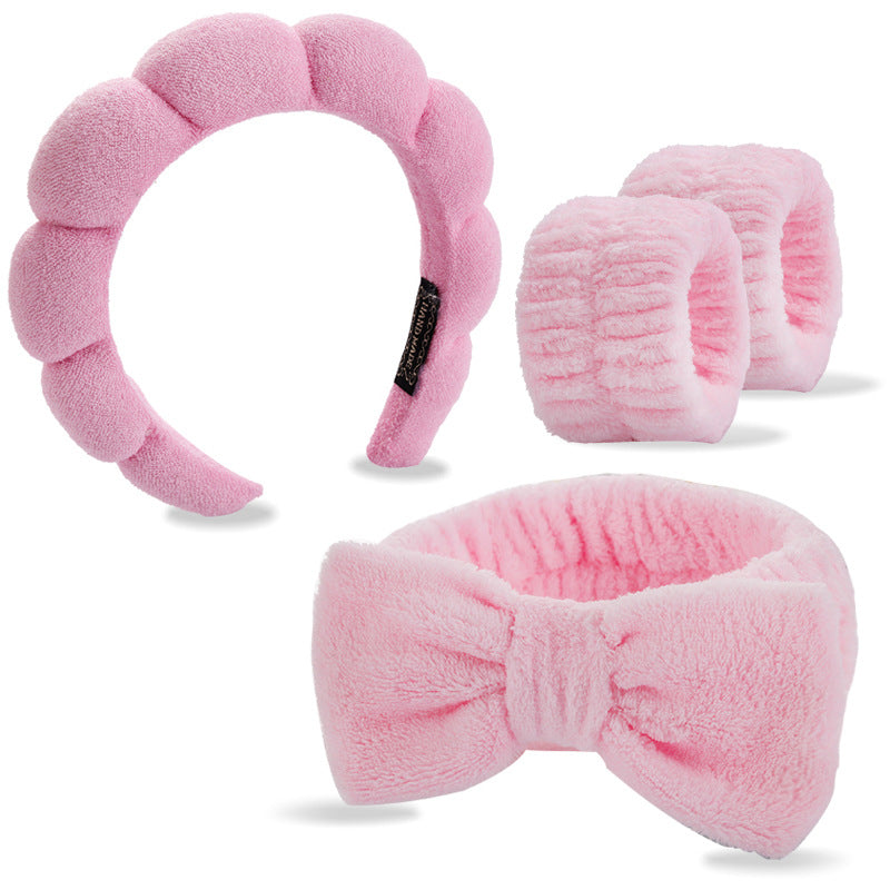 Four-piece set of face washing headbands and hair hoops